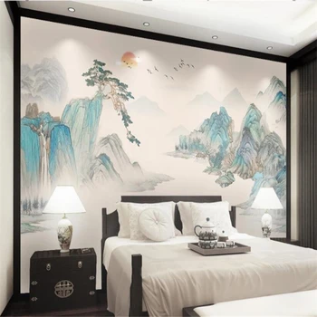 beibehang Пользовательские большие обои фреска современный минималистичный акварельный геометрический фон для обоев с горами и реками