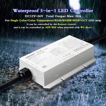 Водонепроницаемый 5 в 1 светодиодный контроллер DC12V 24V 36V Наружный Диммер Для Двойной белой одноцветной температуры RGBW RGB CCT светодиодная лента