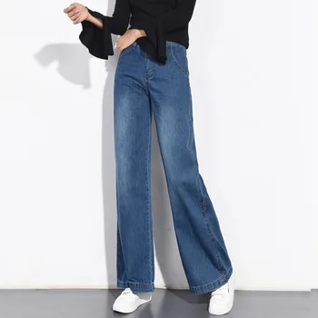 Джинсы с высокой талией, широкие брюки для женщин, осень-зима 2023, свободные джинсовые брюки с прямыми штанинами с плюшевым утеплителем