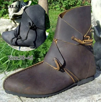 Мужская средневековая обувь из искусственной кожи для Косплея, ботильоны Средневековья, ботинки Викторианского Ренессанса